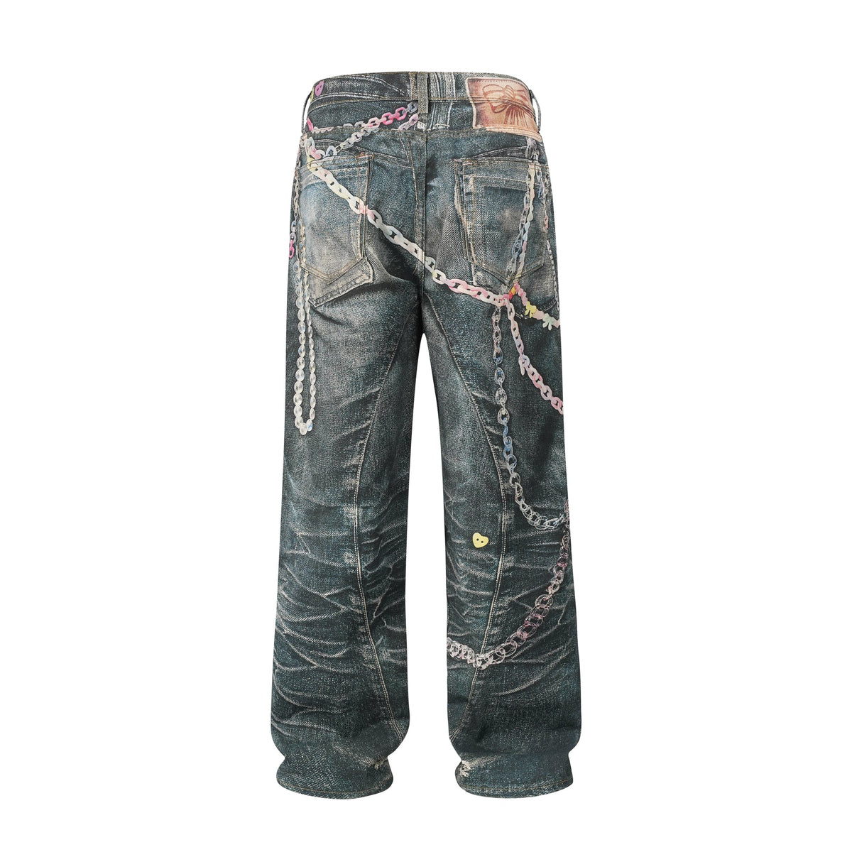 Pastel Chain Print | Denim Jeans - OMYGOODS