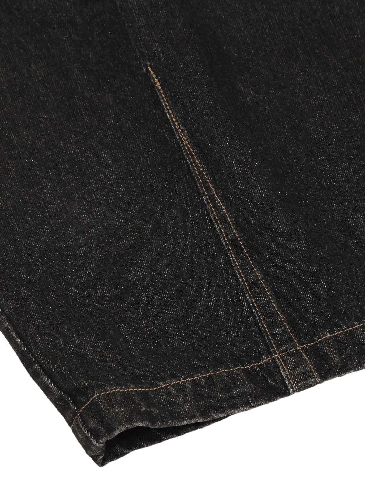 Omygoods Patchwork Plaid Pleated Baggy Barrel Jeans