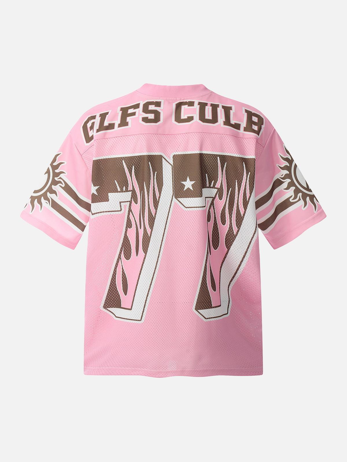 Omygoods Pink Flame Print Jersey T-Shirt