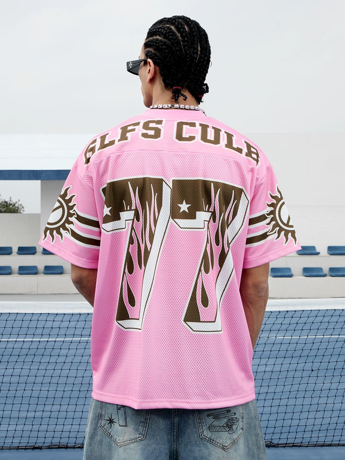 Omygoods Pink Flame Print Jersey T-Shirt