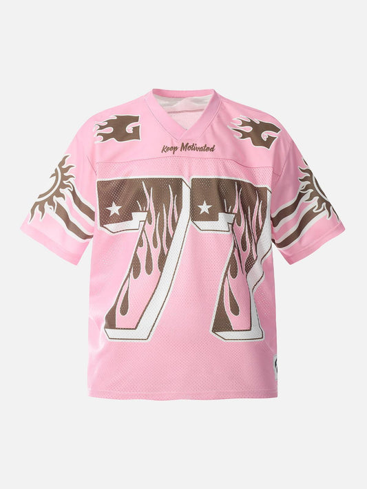 Omygoods Pink Flame Print Jersey T-Shirt