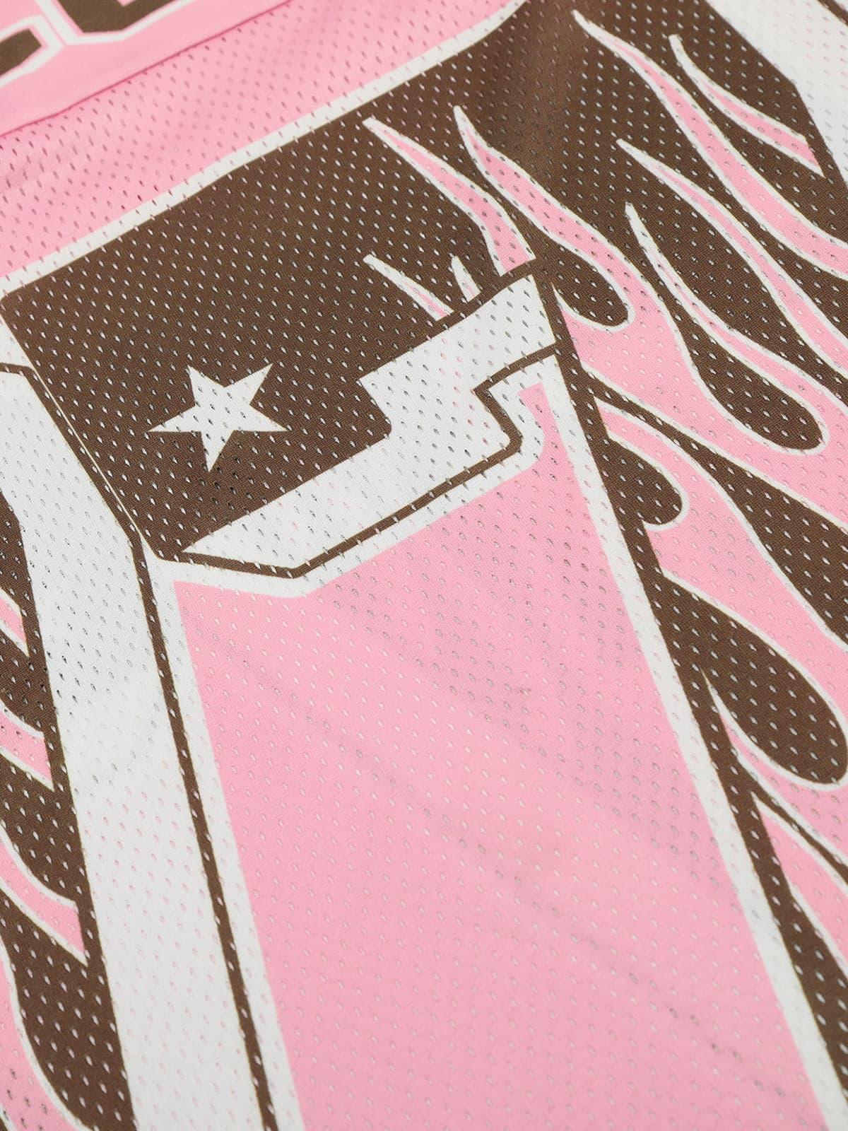 Omygoods Pink Flame Print Jersey T-Shirt