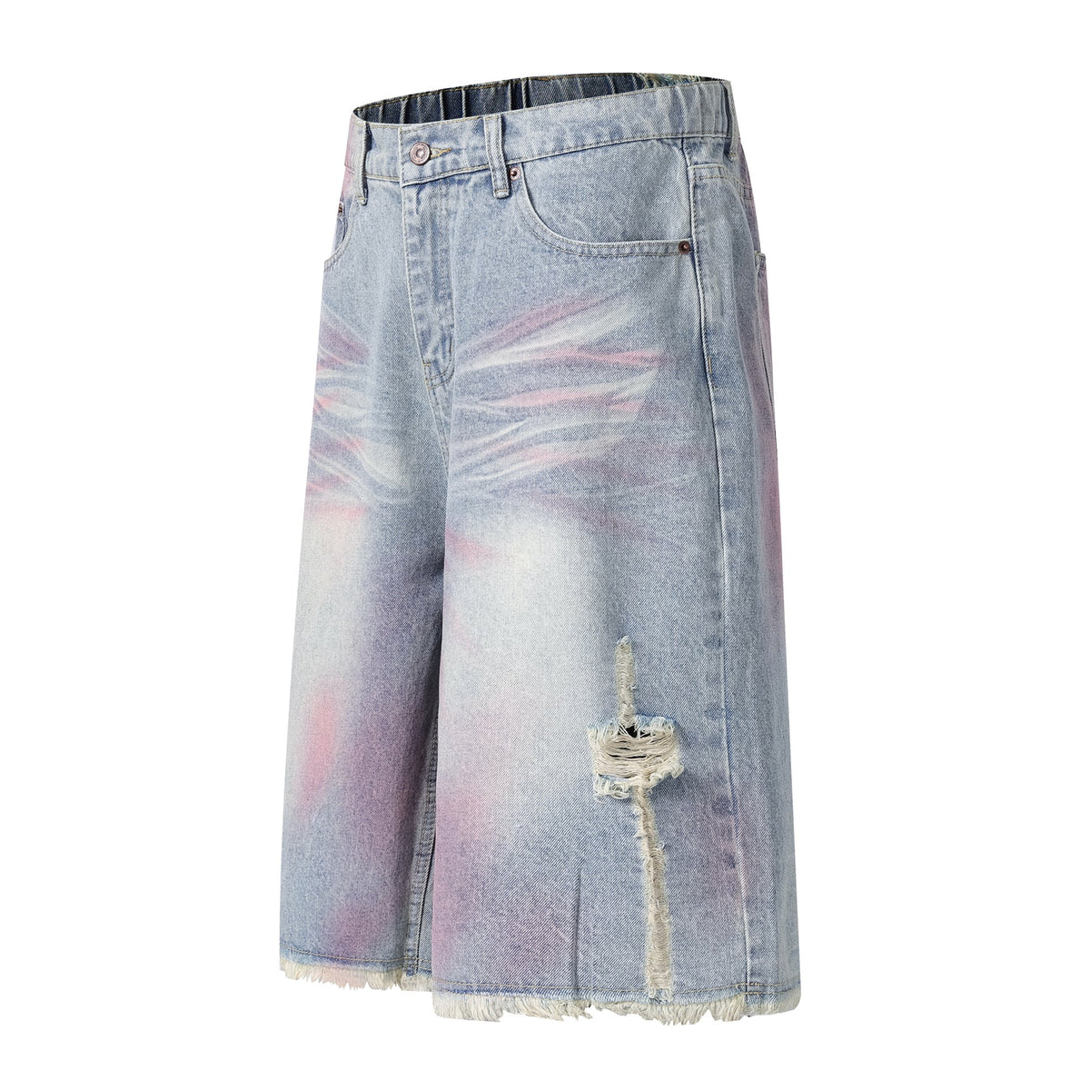 Pink Spray Washed Denim Shorts - Effortlessly Stylish & Comfortable - OMYGOODS