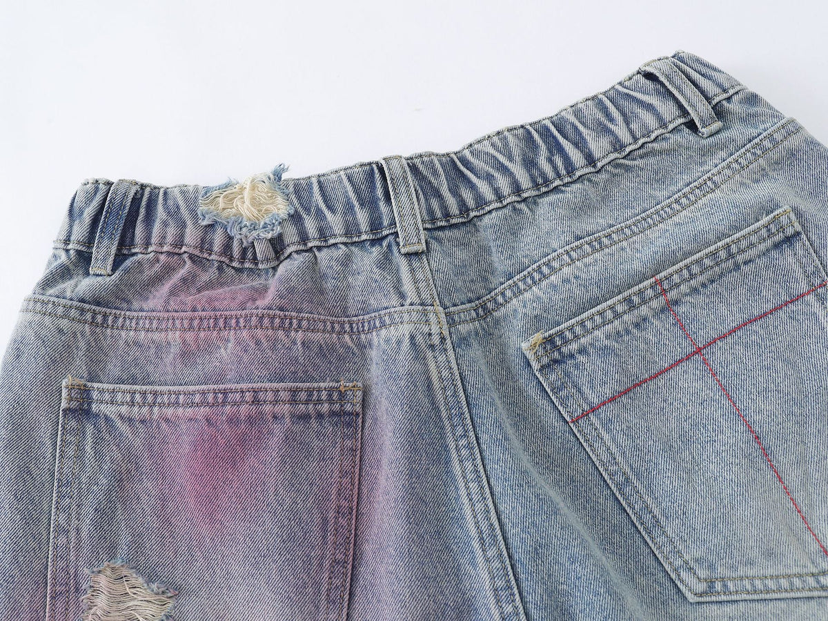 Pink Spray Washed Denim Shorts - Effortlessly Stylish & Comfortable - OMYGOODS
