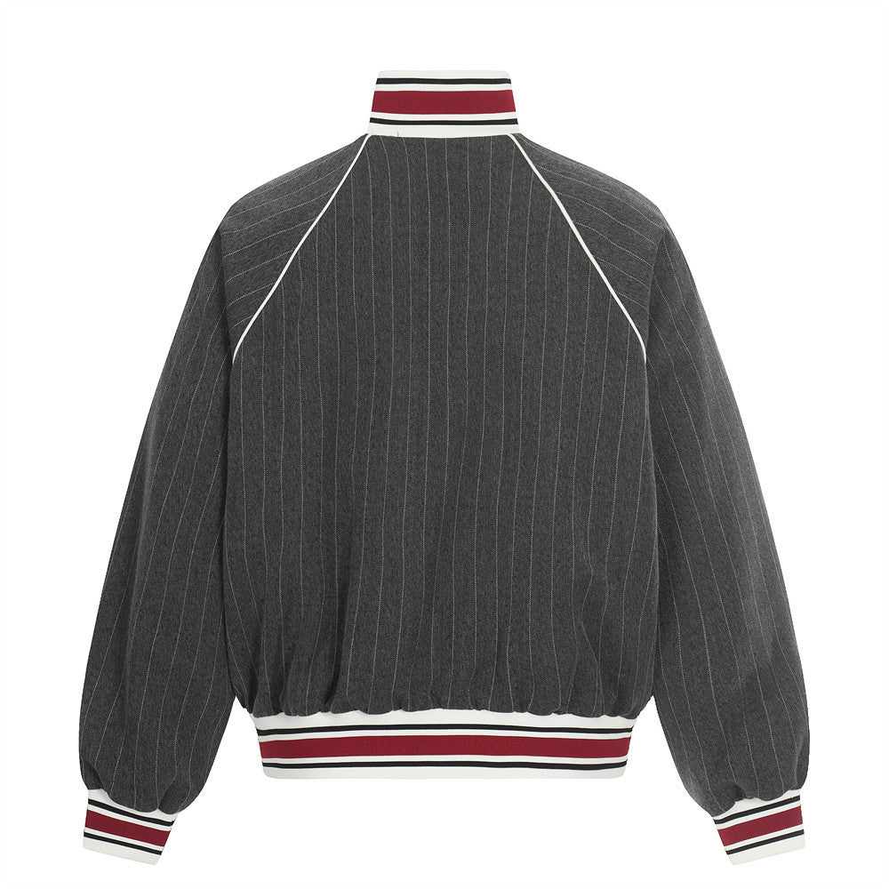 Pinstripe Vertical Embroidery Track Jacket - OMYGOODS