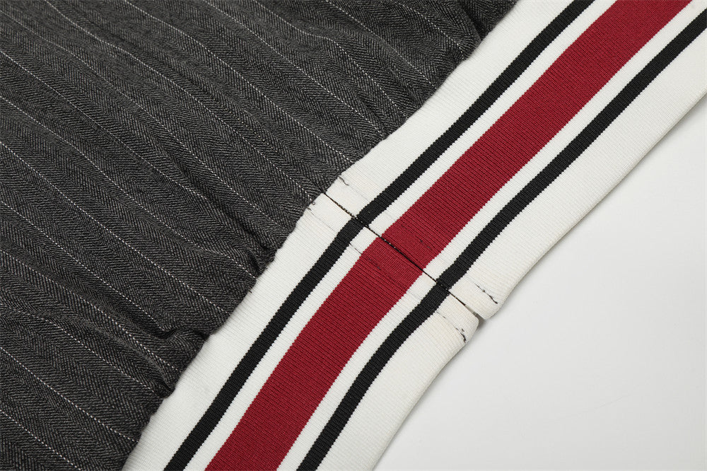 Pinstripe Vertical Embroidery Track Jacket - OMYGOODS