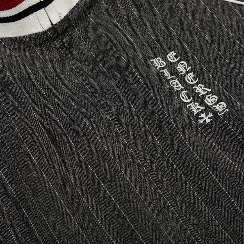 Pinstripe Vertical Embroidery Track Jacket - OMYGOODS