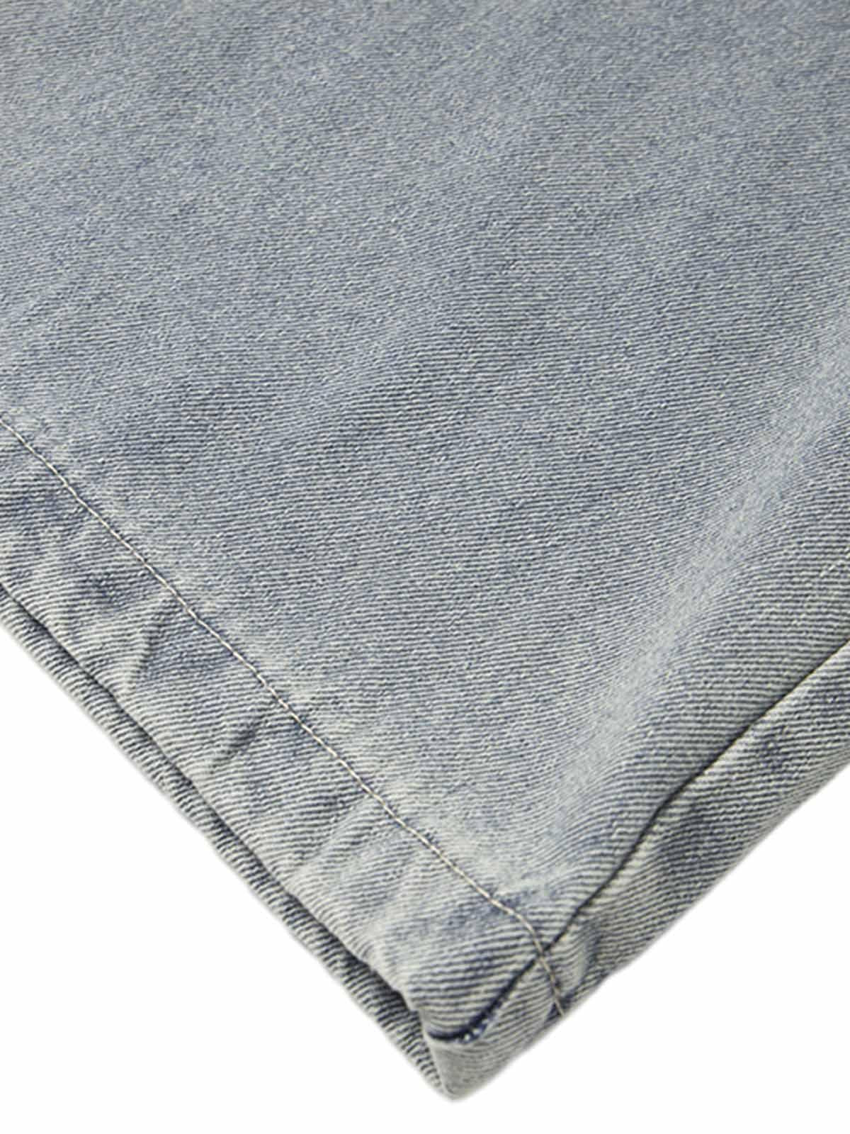 Omygoods Plaid Double Waist Baggy Jeans