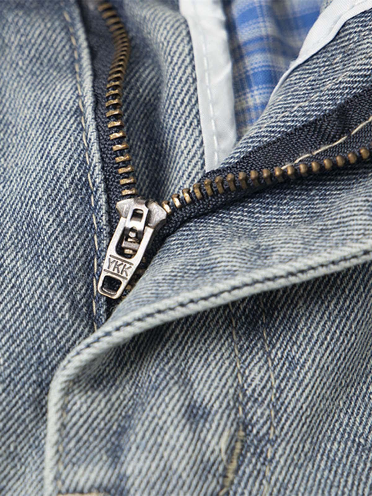Omygoods Plaid Double Waist Baggy Jeans