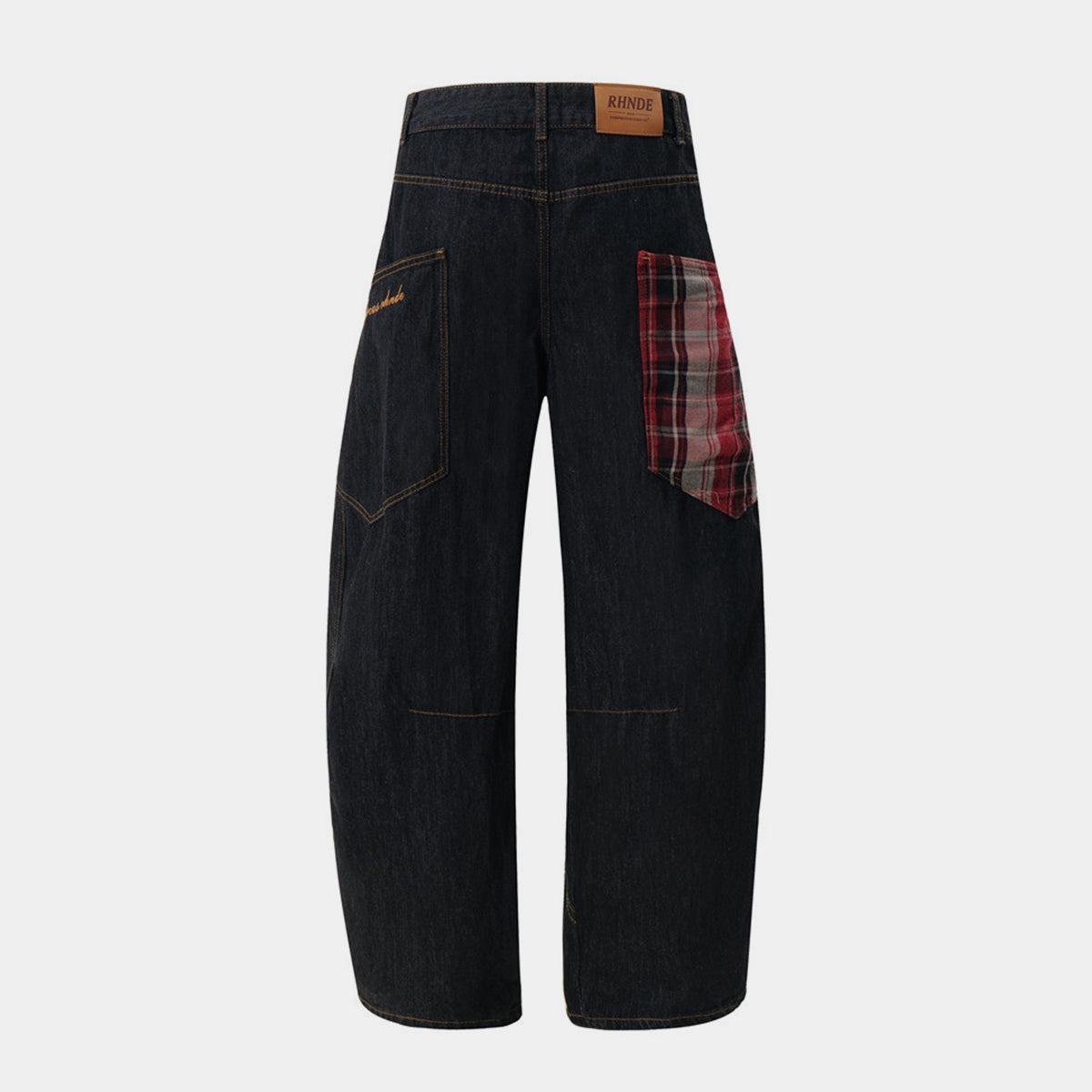 Plaid Patchwork | BAGGY BARREL Jeans - OMYGOODS