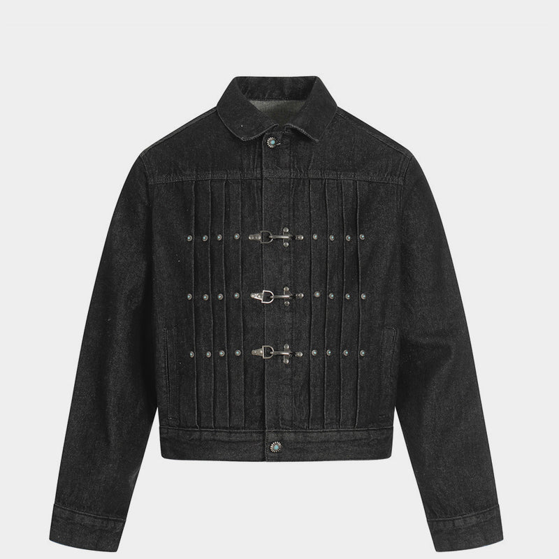 Pleated Denim | Metal Button Jacket - OMYGOODS