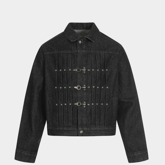 Pleated Denim | Metal Button Jacket - OMYGOODS