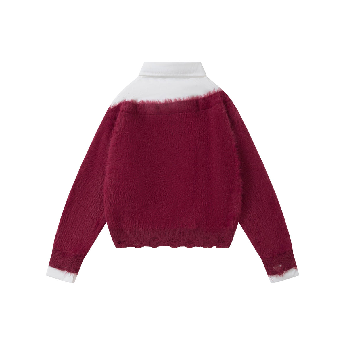 Preppy Fuzz | Mock-Layered Tie Collar Sweater - OMYGOODS