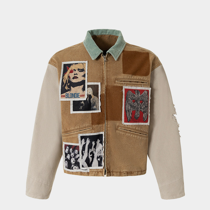 Punk Retro Collage Print | Distressed Heavy Jacket - OMYGOODS