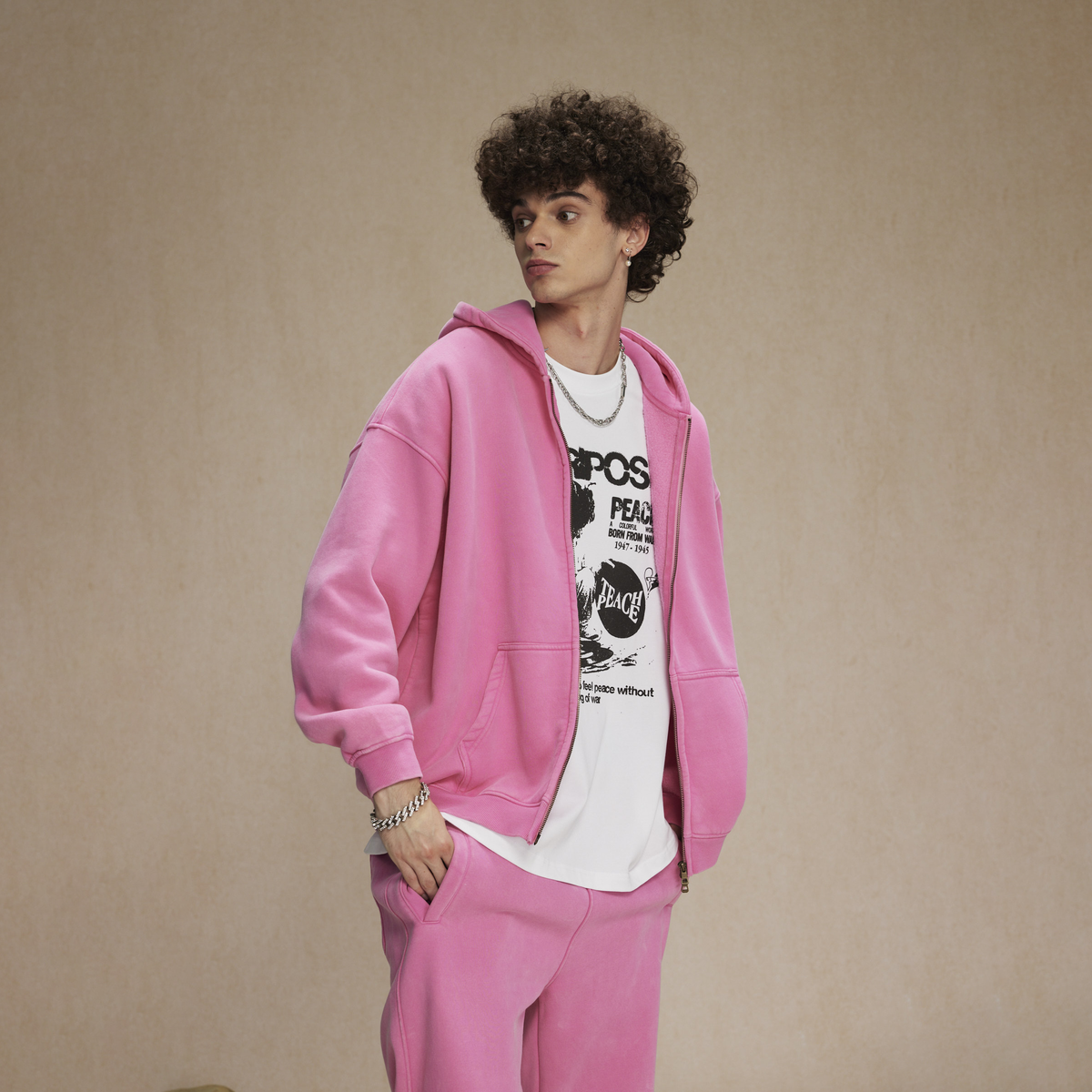 Retro Essence | Washed Oversized Zip-Up Hoodie - OMYGOODS