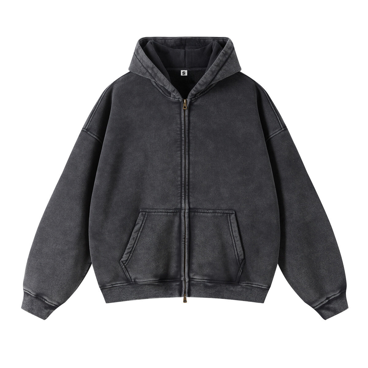 Retro Essence | Washed Oversized Zip-Up Hoodie - OMYGOODS