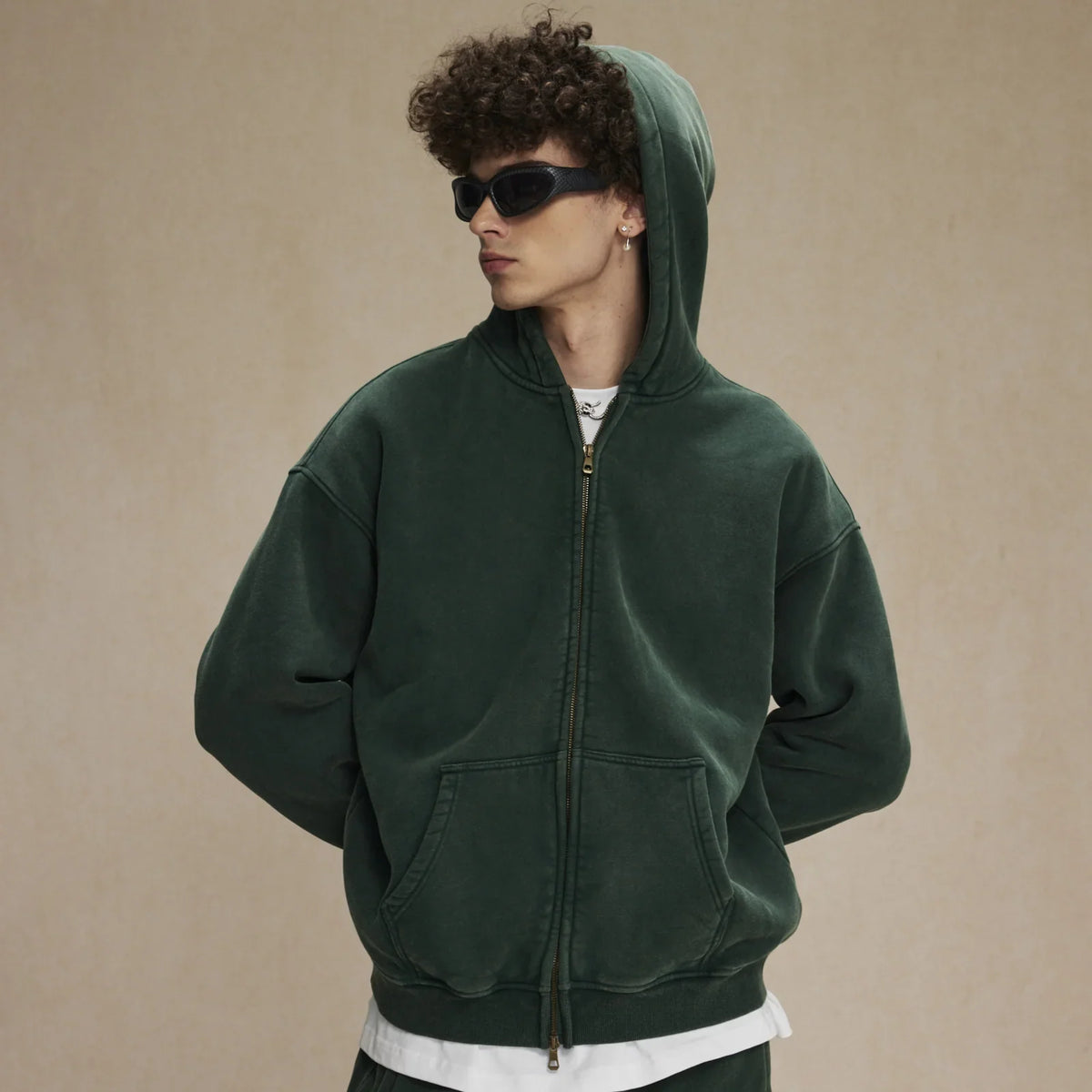 Retro Essence | Washed Oversized Zip-Up Hoodie - OMYGOODS