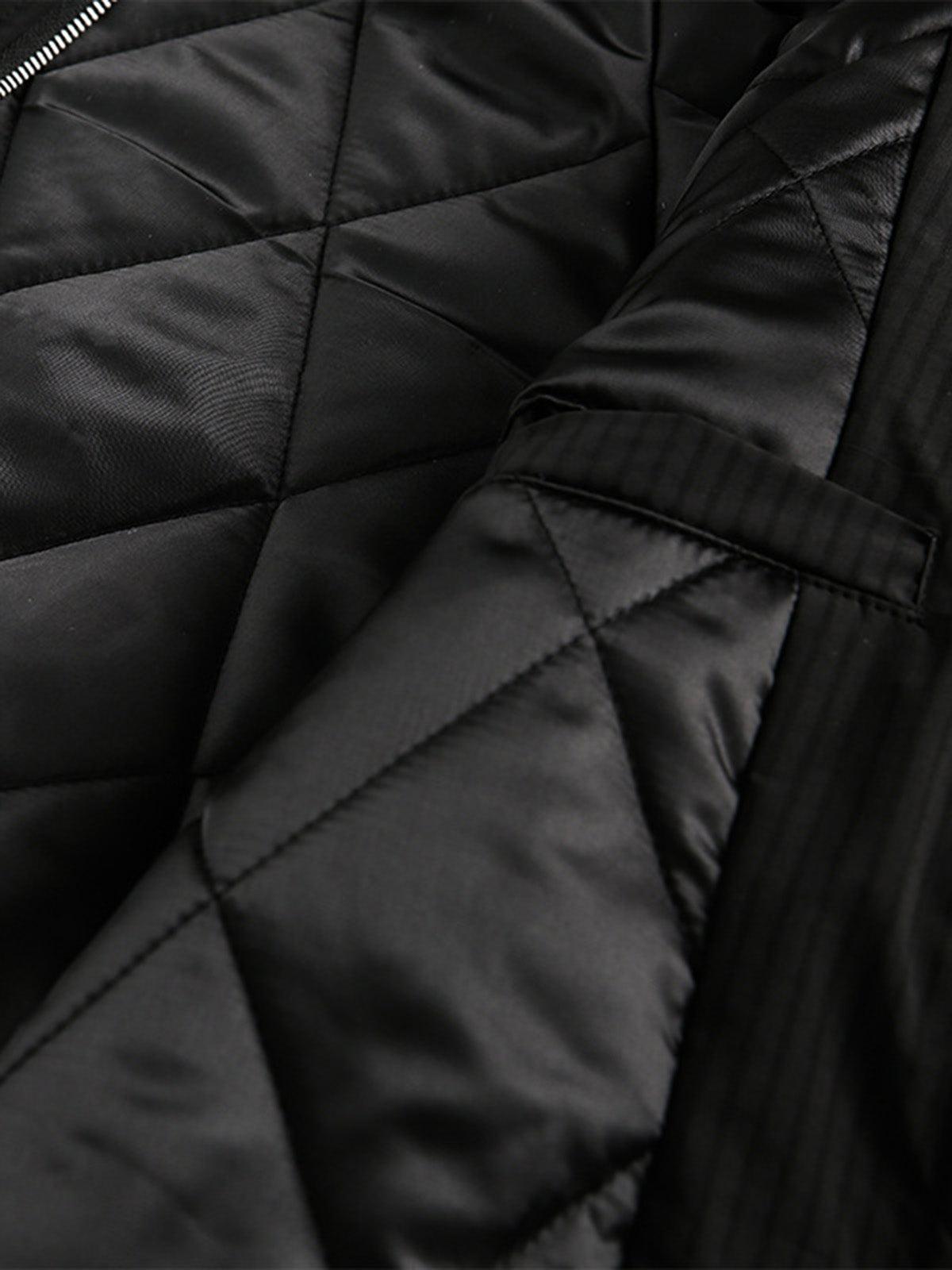Omygoods Retro Fur Hooded Fleece Bomber Jacket
