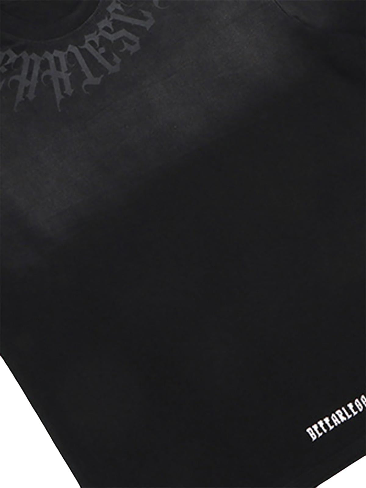 Omygoods Retro Gradient Letter Printed Washed Oversize T-Shirt