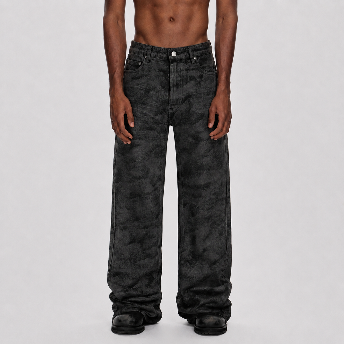 Retro Hand-Brushed Glitter Flare Jeans - OMYGOODS