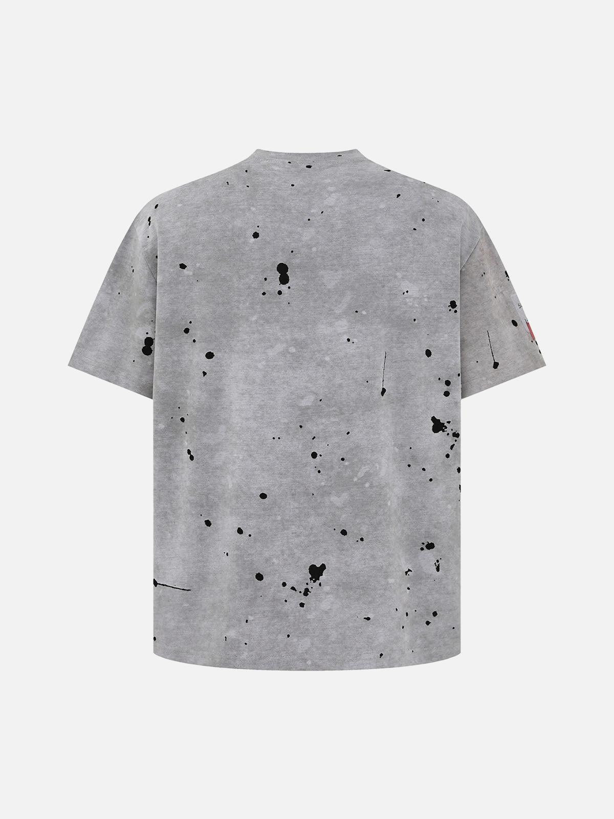Omygoods Retro Ink Splash T-Shirt