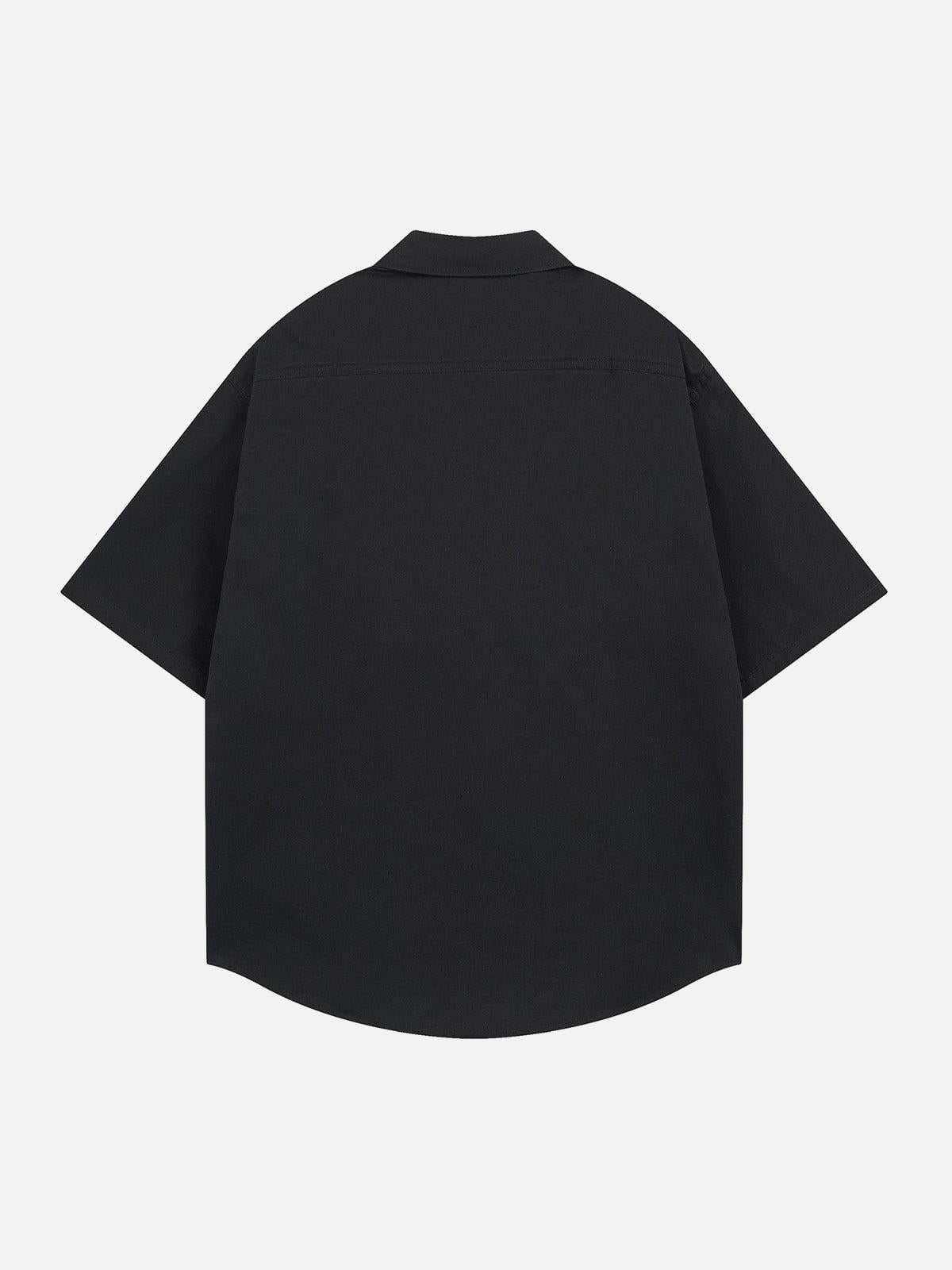 Omygoods Retro Letter Print Short Sleeve Shirt