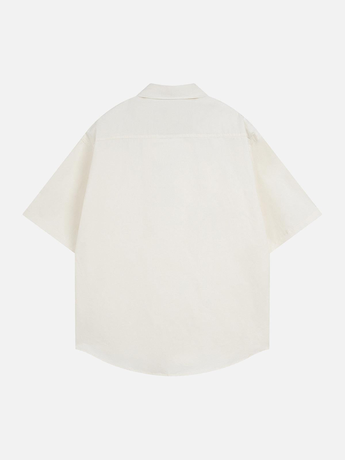 Omygoods Retro Letter Print Short Sleeve Shirt