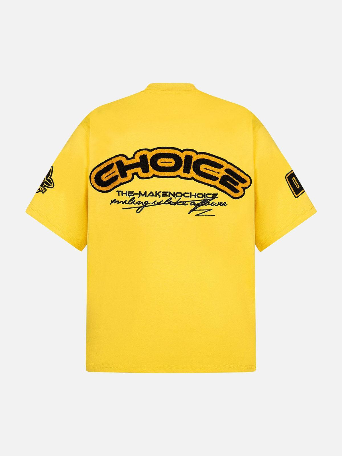 Omygoods Retro Motorcycle Style Heavy Patch Embroidered T-Shirt