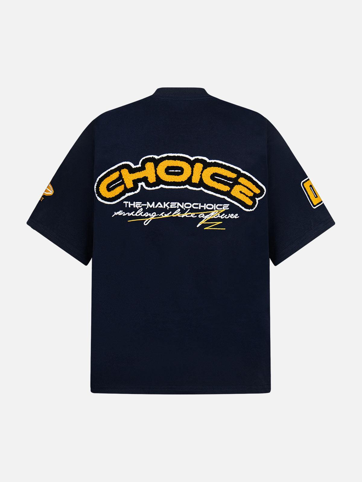 Omygoods Retro Motorcycle Style Heavy Patch Embroidered T-Shirt