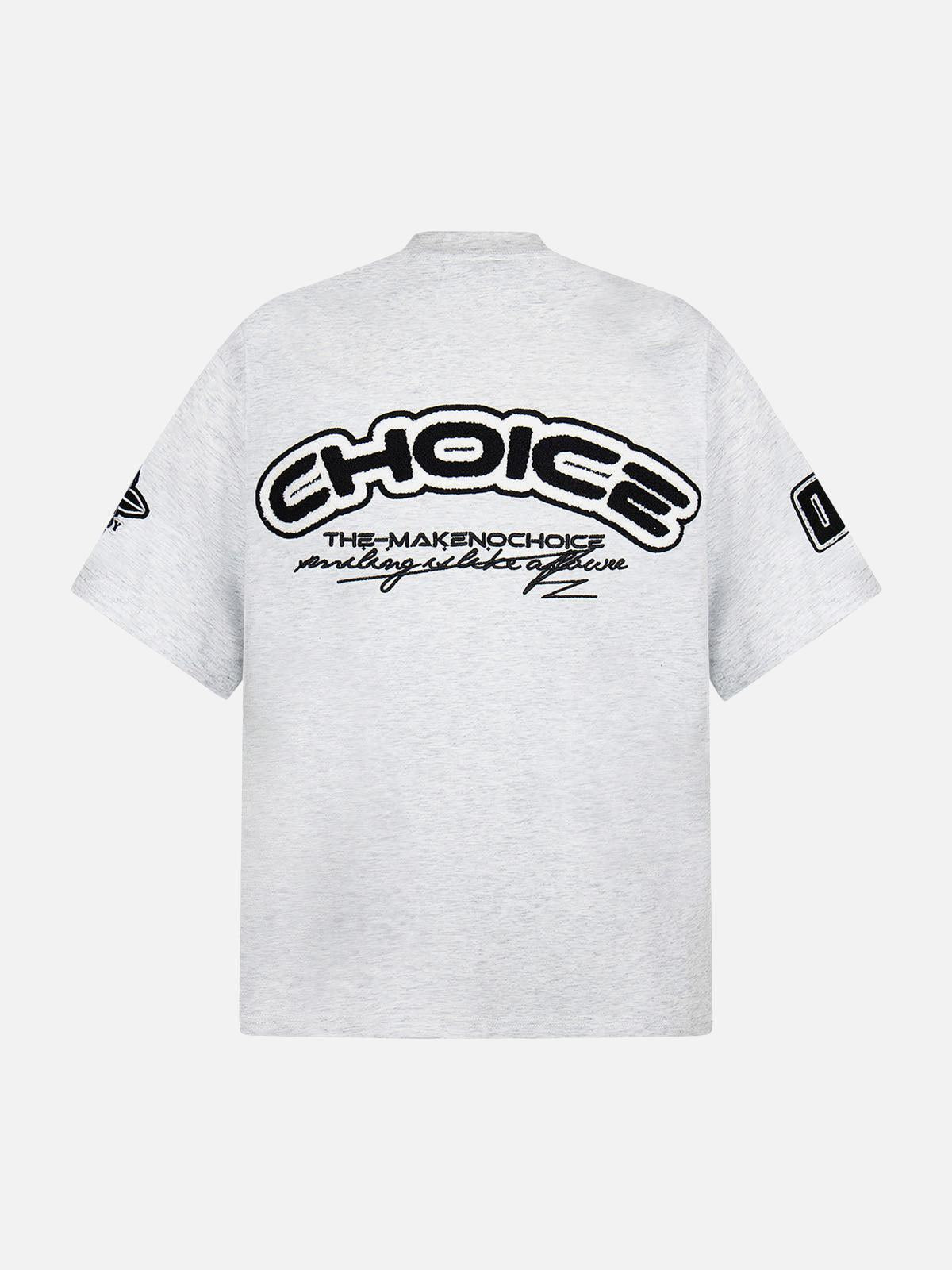 Omygoods Retro Motorcycle Style Heavy Patch Embroidered T-Shirt
