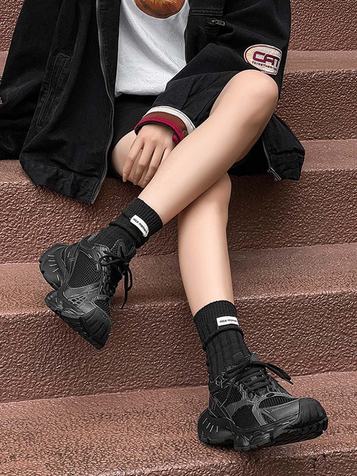 Omygoods Retro Stapler Chunky Sneakers