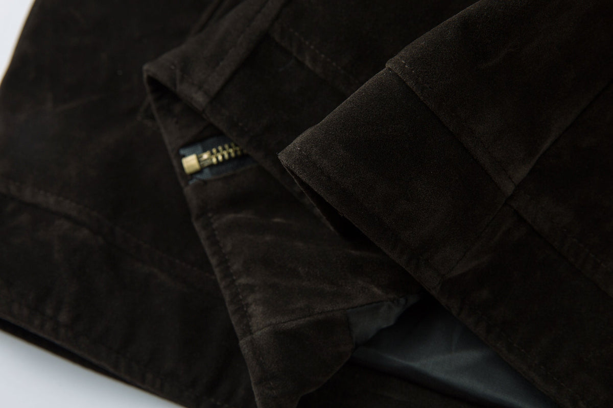 Retro Unique Metal Button Lapel Suede Bomber Jacket - OMYGOODS