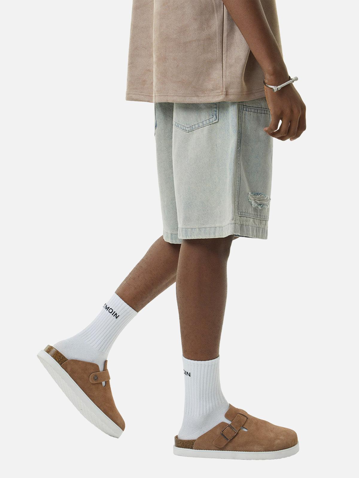 Omygoods Retro Washed Hip-Hop Shorts