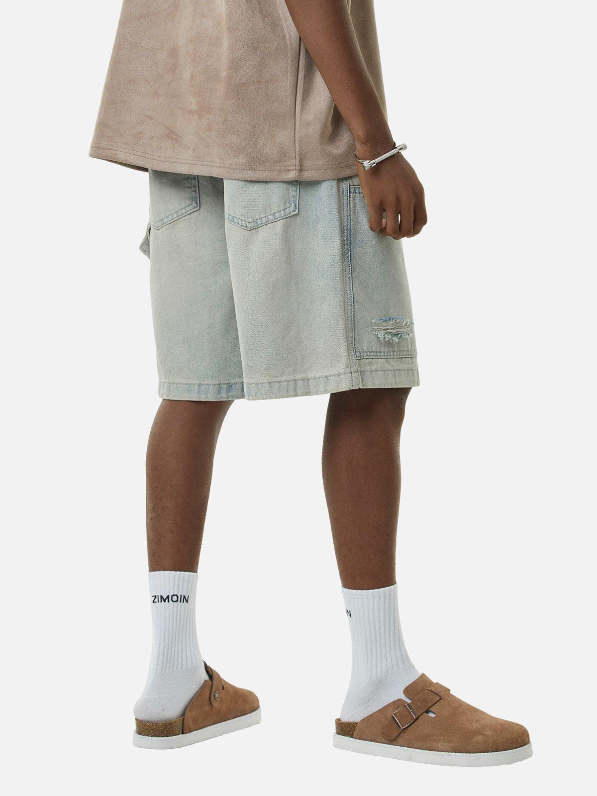 Omygoods Retro Washed Hip-Hop Shorts