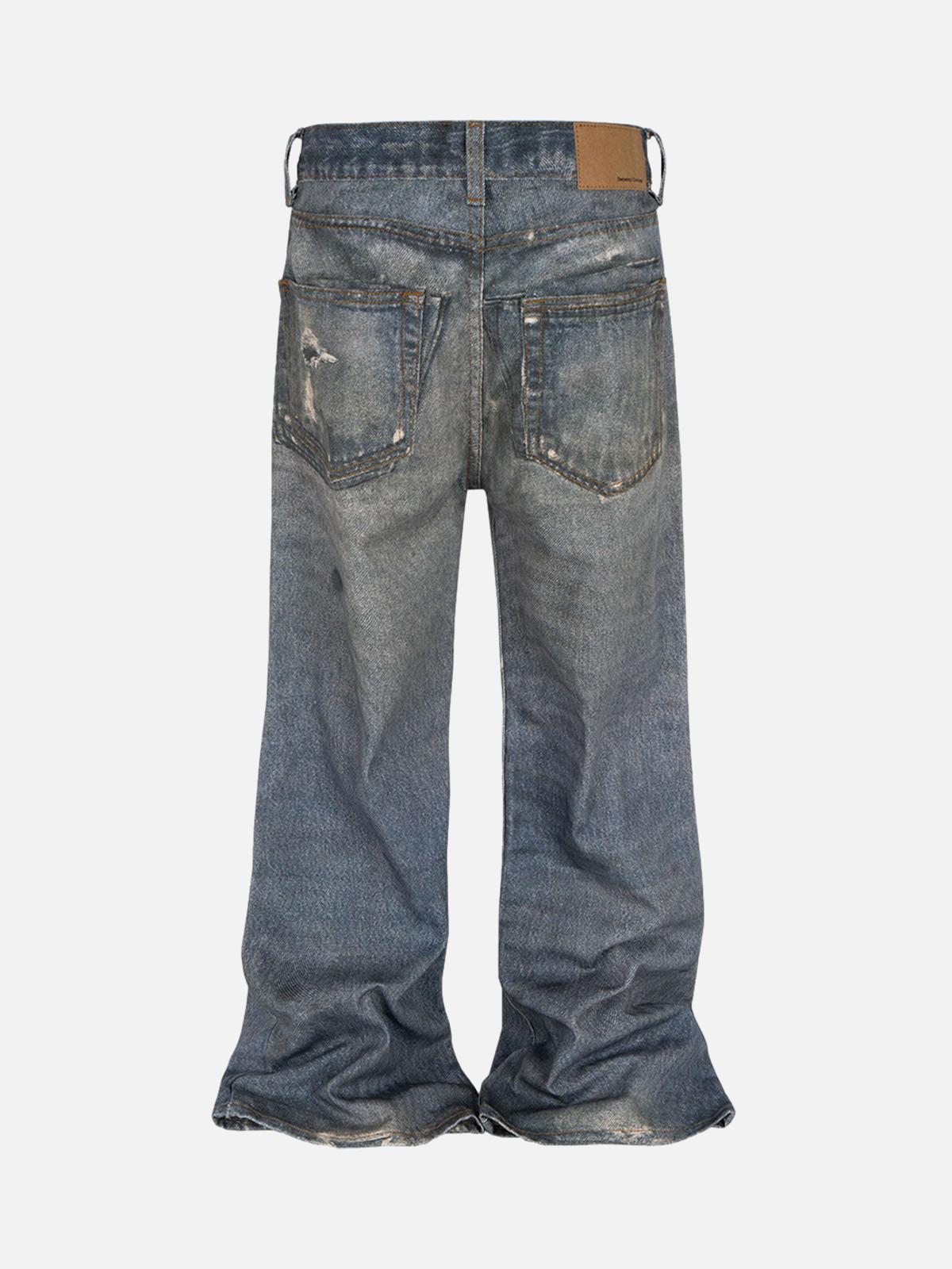 Omygoods Retro Washed Ripped Flare Jeans