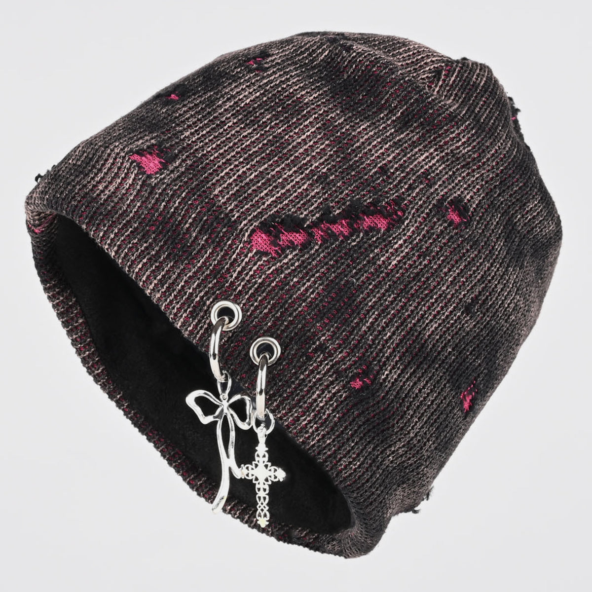 Retro Wasteland Style Distressed Knit | Hanging Charm Beanie - OMYGOODS