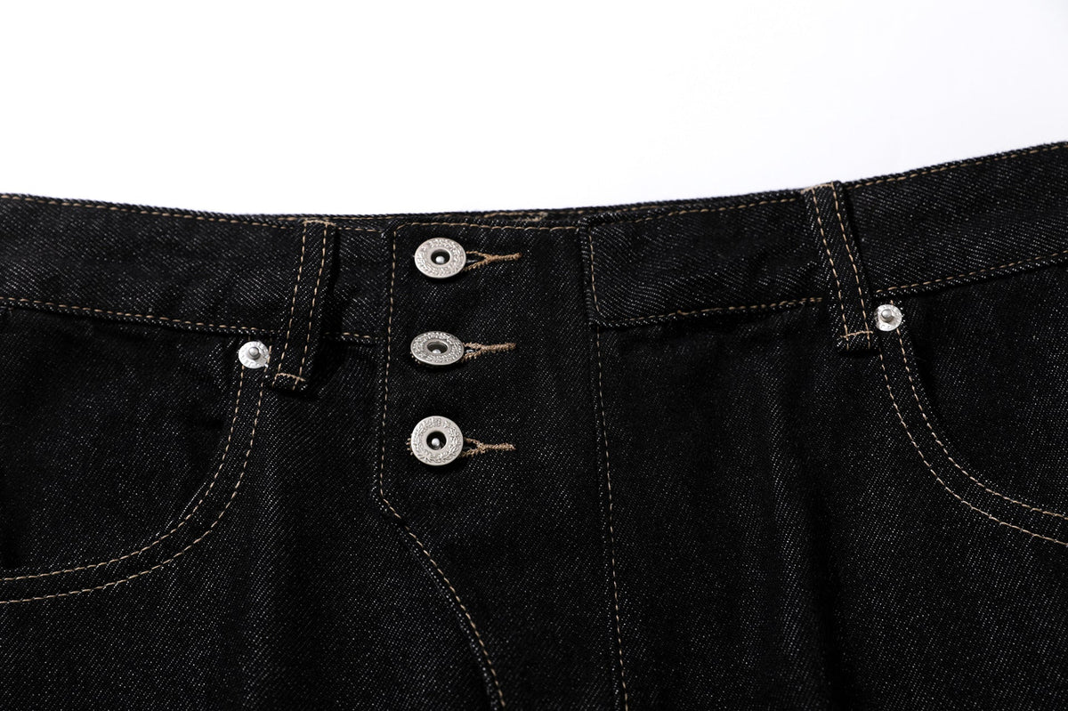 Reverse-Stitched Multi-Button Jeans - OMYGOODS