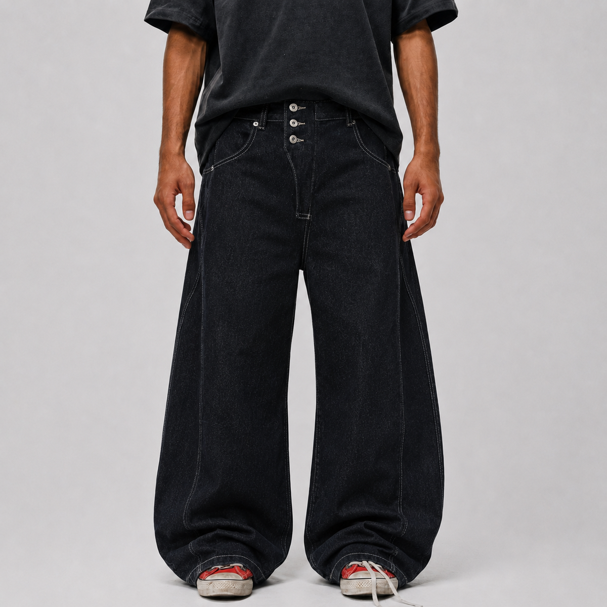 Reverse-Stitched Multi-Button Jeans - OMYGOODS