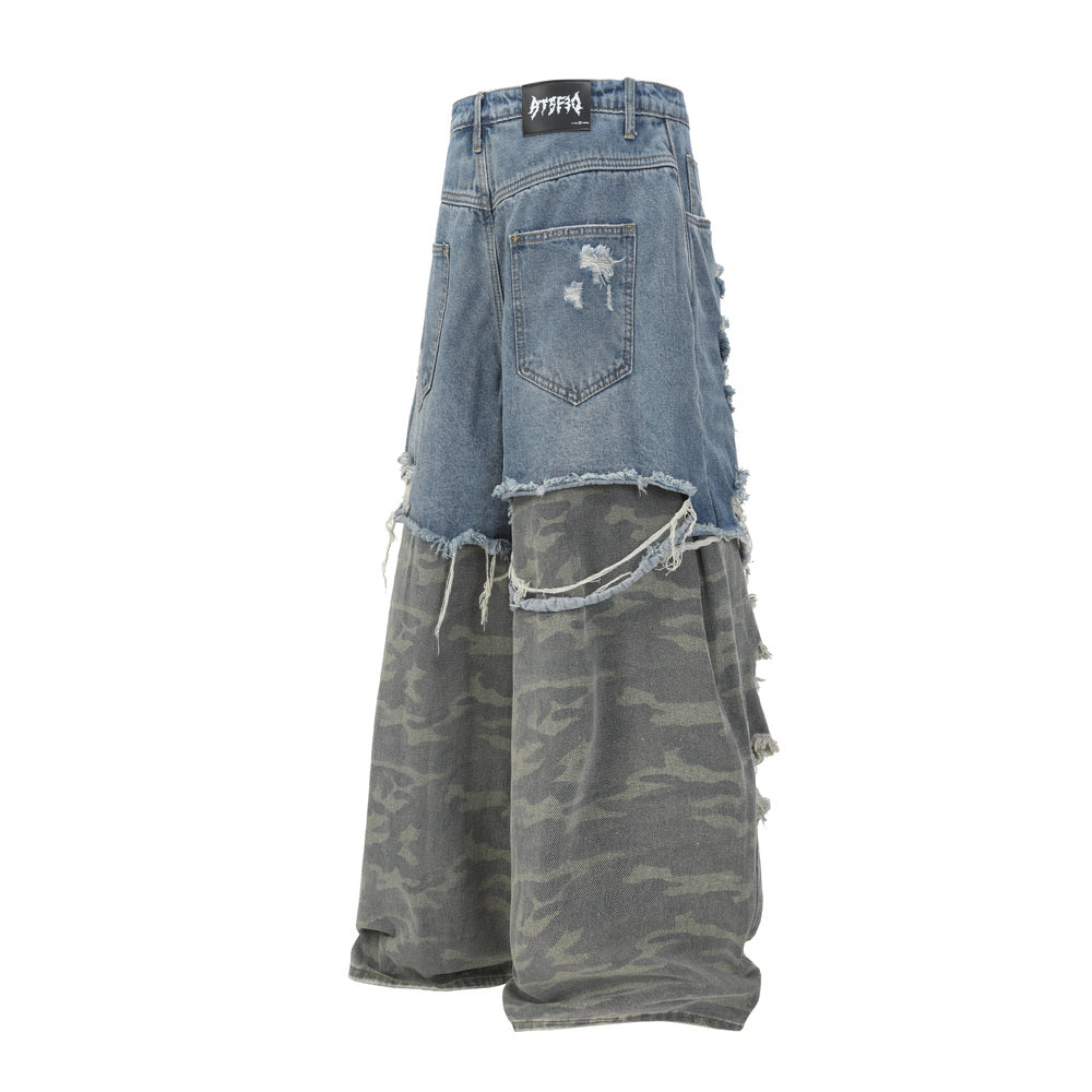 Ripped Denim Camo | Layered Jeans - Unleash Your Style - OMYGOODS