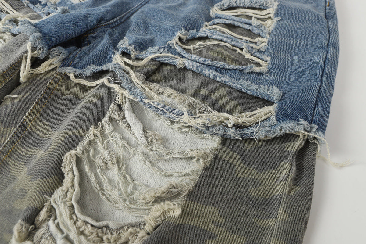 Ripped Denim Camo | Layered Jeans - Unleash Your Style - OMYGOODS