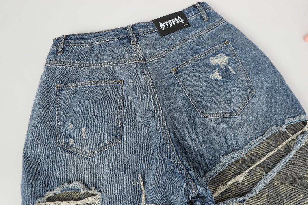 Ripped Denim Camo | Layered Jeans - Unleash Your Style - OMYGOODS