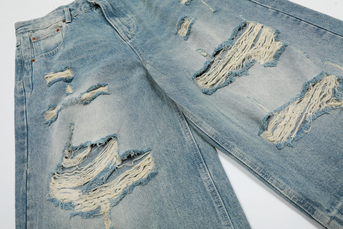 Ripped Washed | Wide-Leg Shorts - OMYGOODS