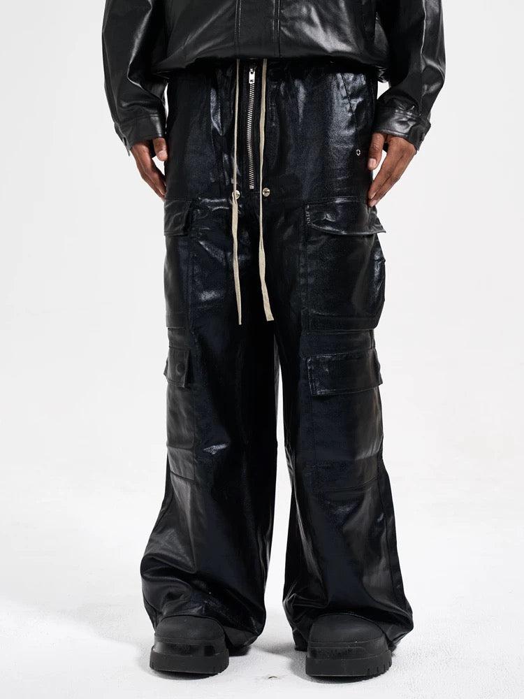 Omygoods RO-Style Multi-Pocket matte coated overalls