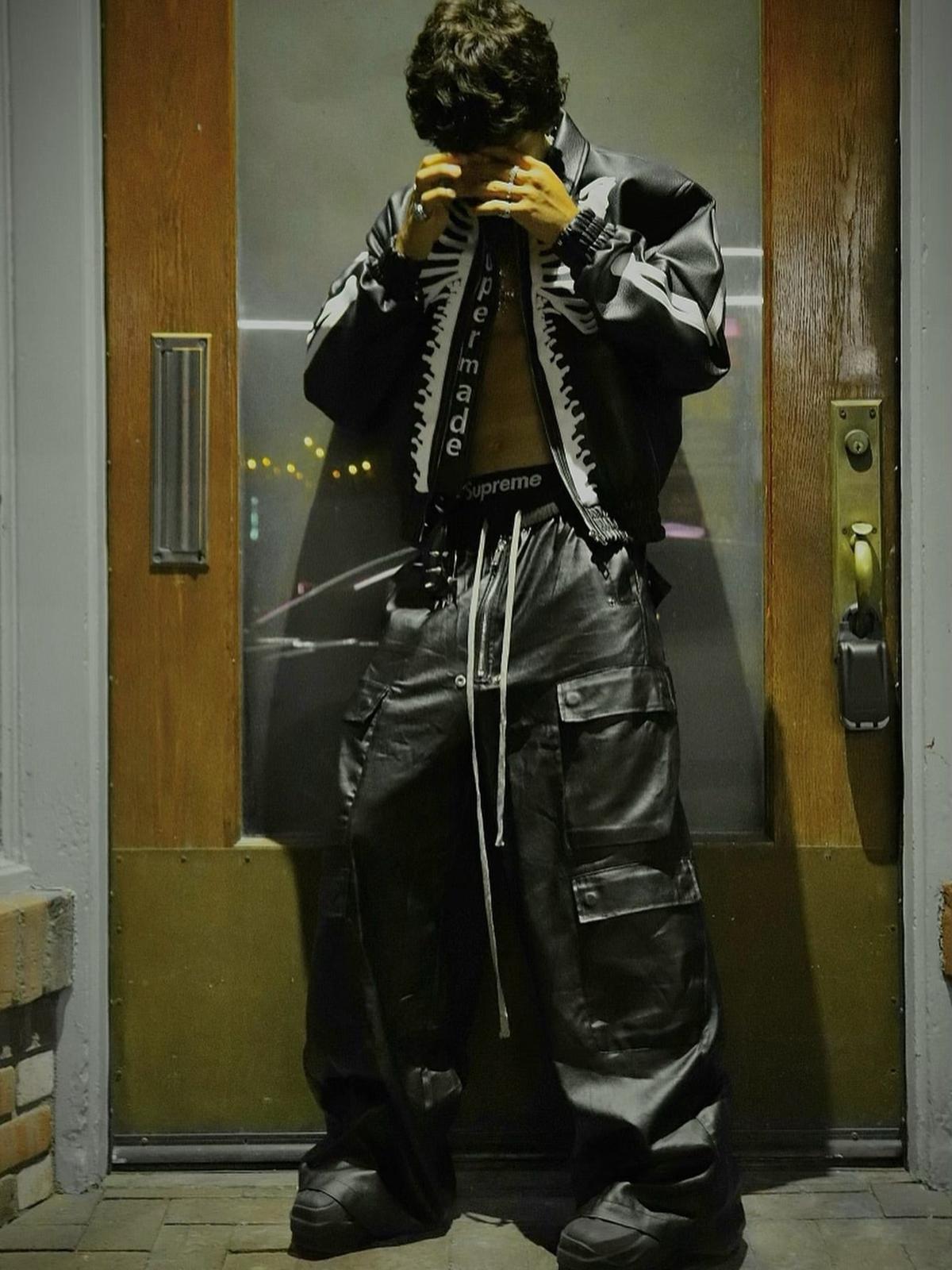 Omygoods RO-Style Multi-Pocket matte coated overalls