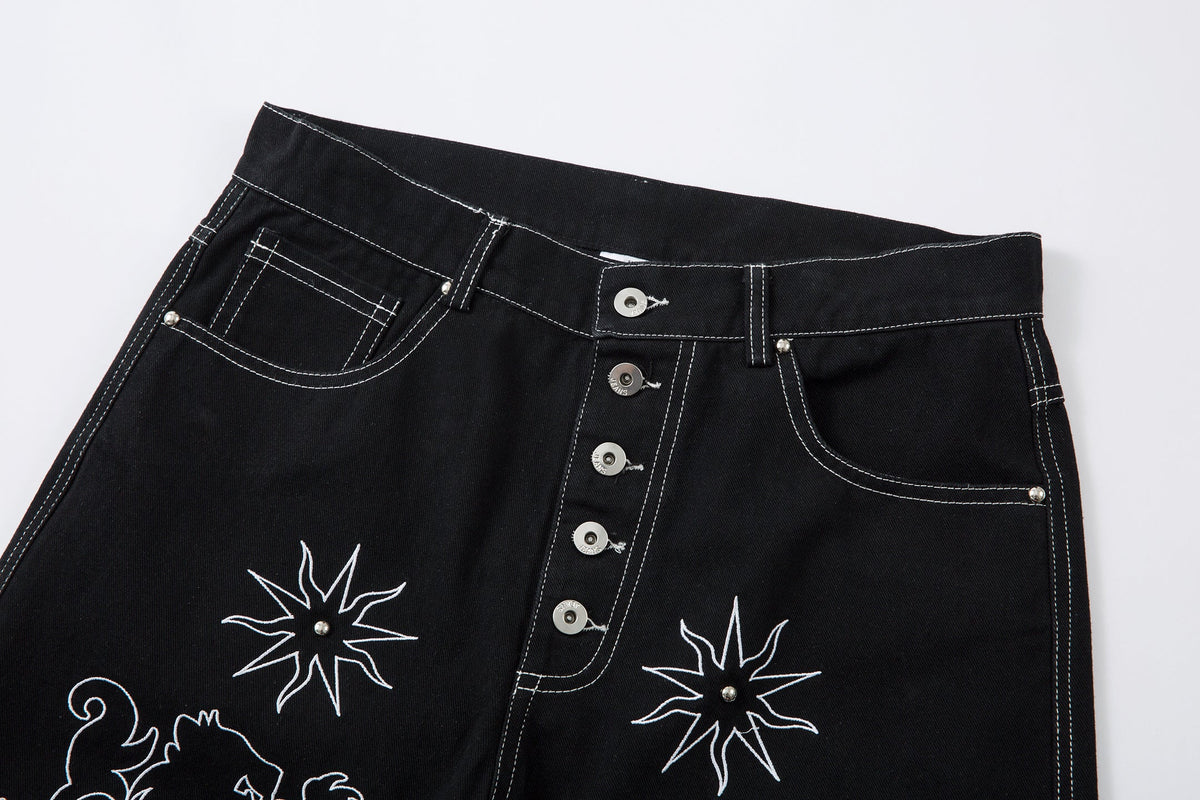 Royal Sigil Embroidery | Denim Jeans - OMYGOODS
