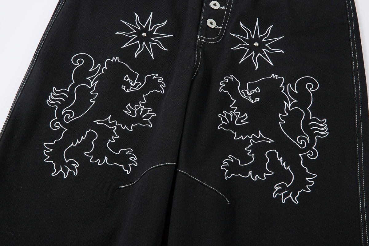 Royal Sigil Embroidery | Denim Jeans - OMYGOODS