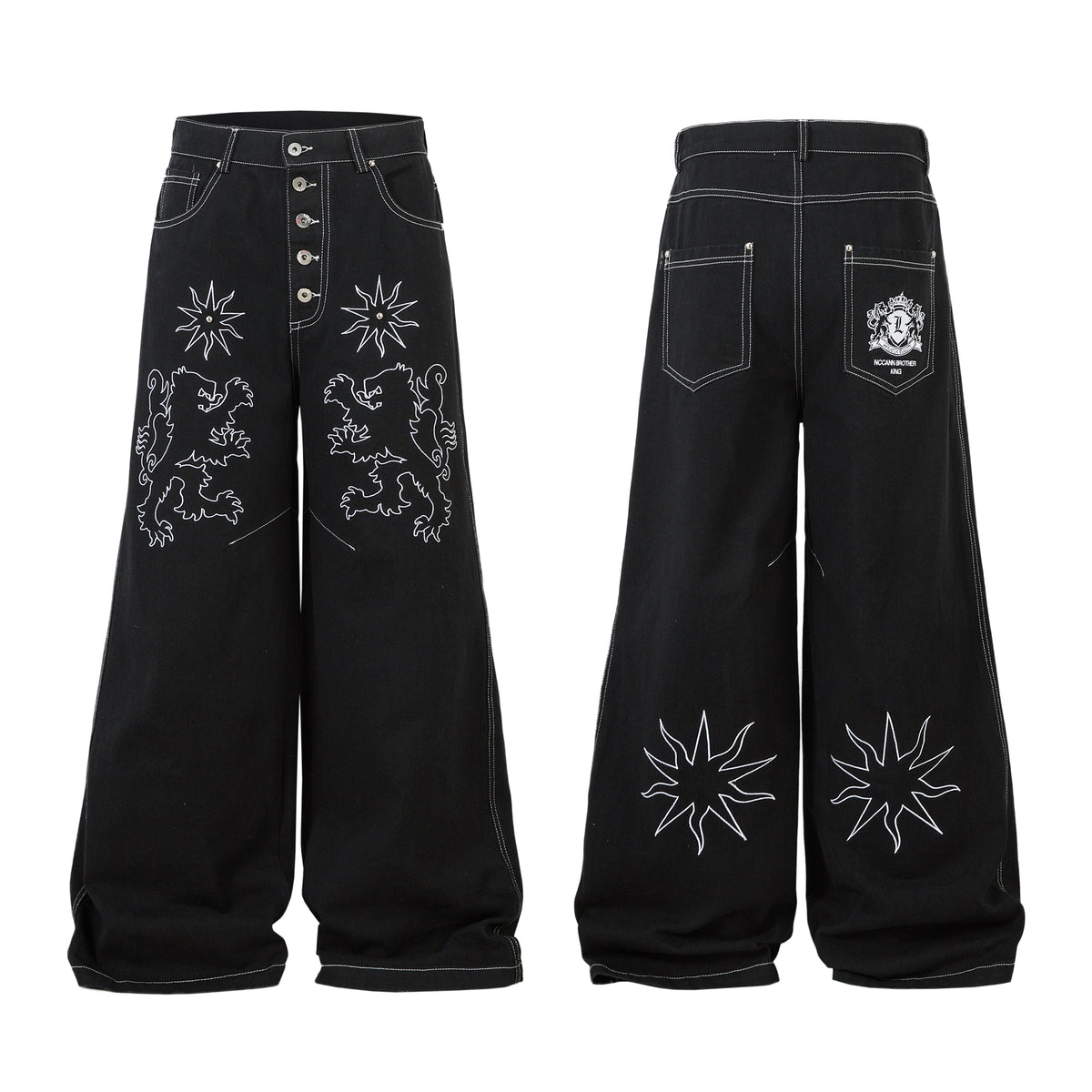 Royal Sigil Embroidery | Denim Jeans - OMYGOODS
