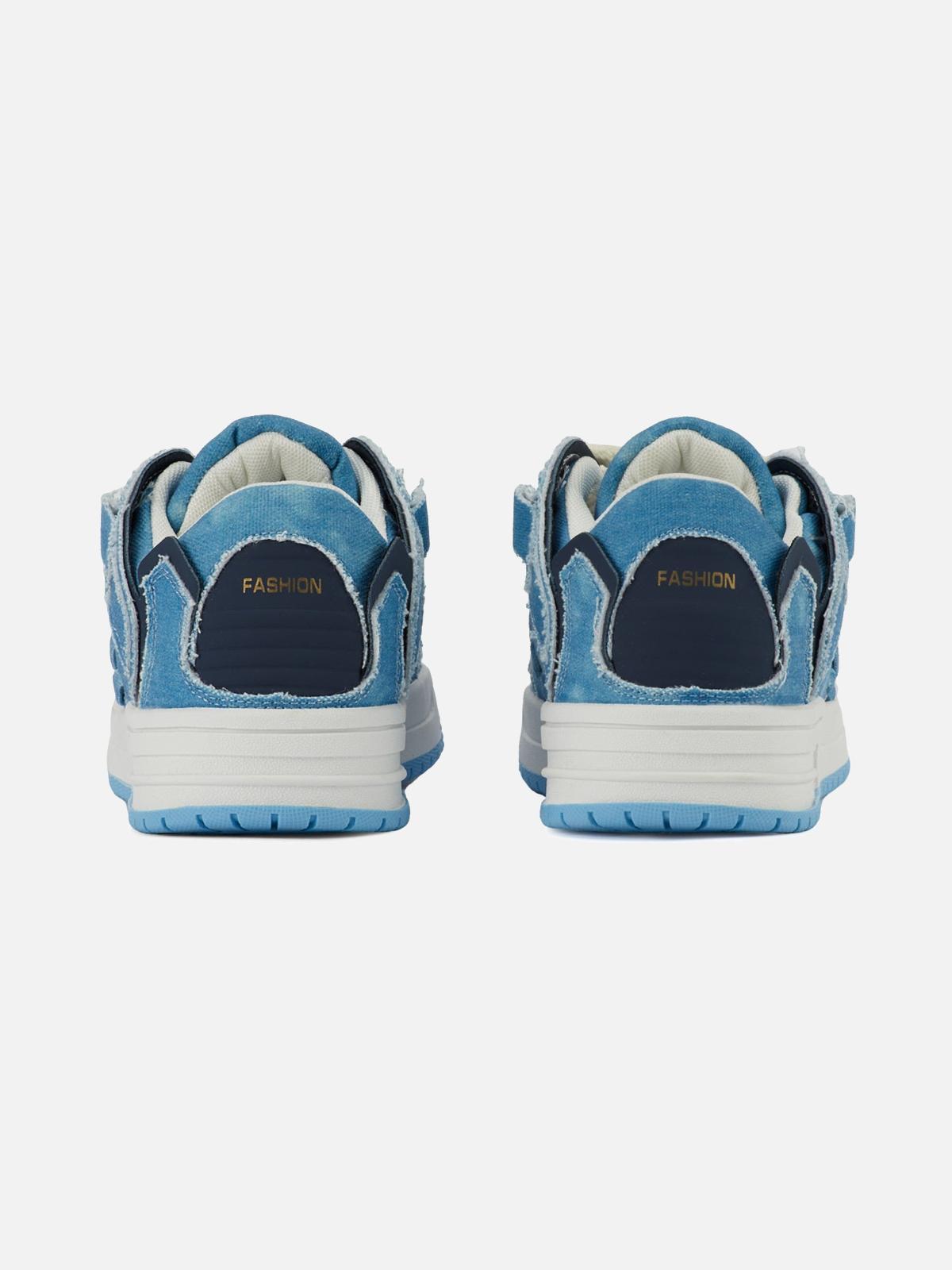 Omygoods Shredded Denim Patchwork Sneakers