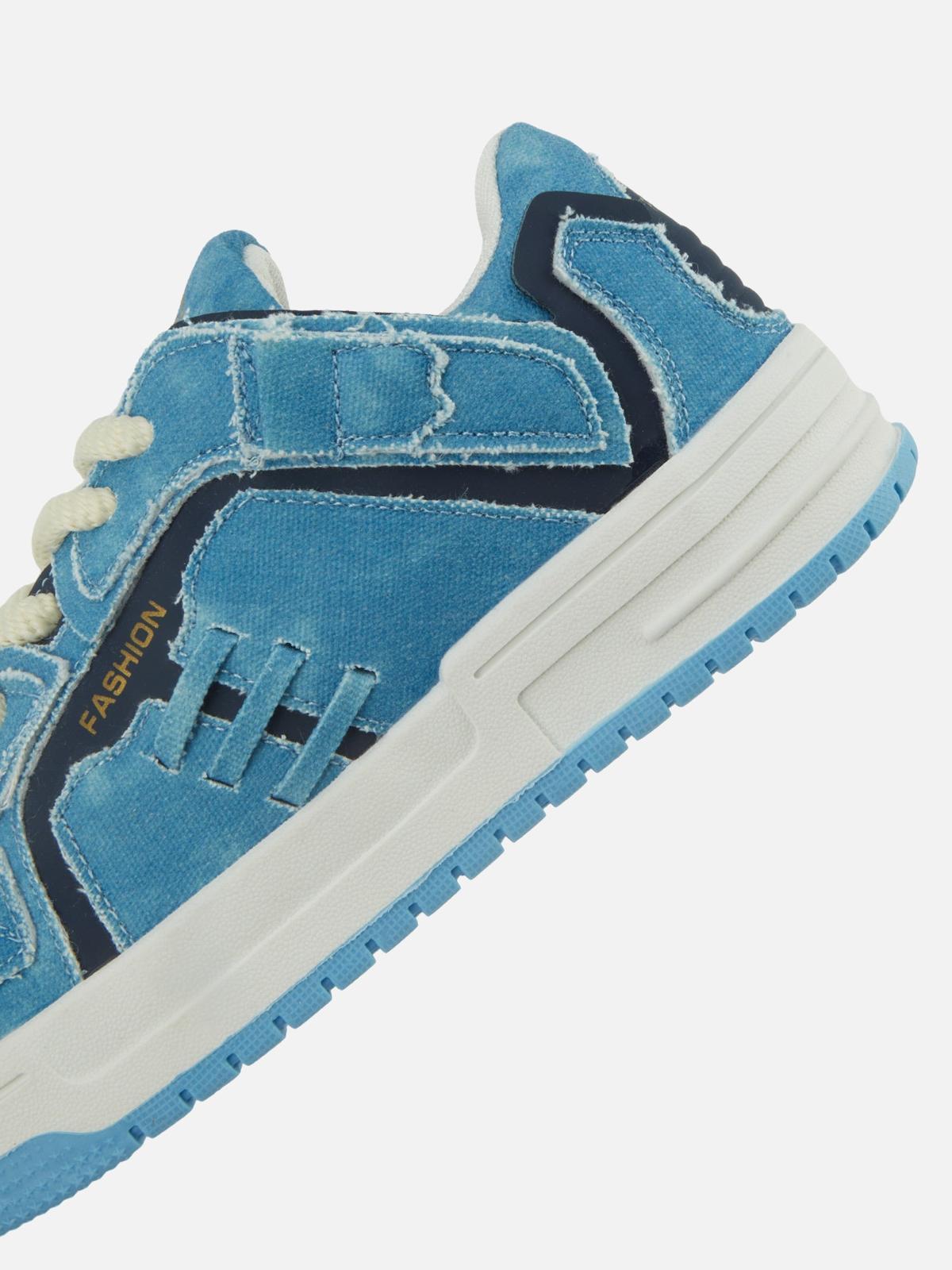 Omygoods Shredded Denim Patchwork Sneakers