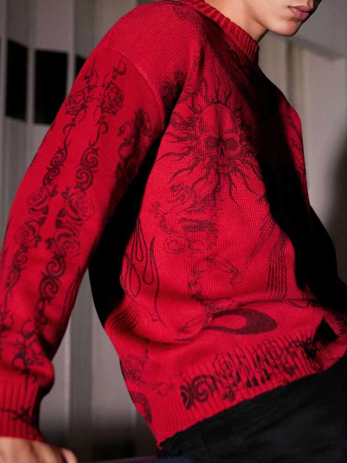 Omygoods Skull Print Distressed Sweater